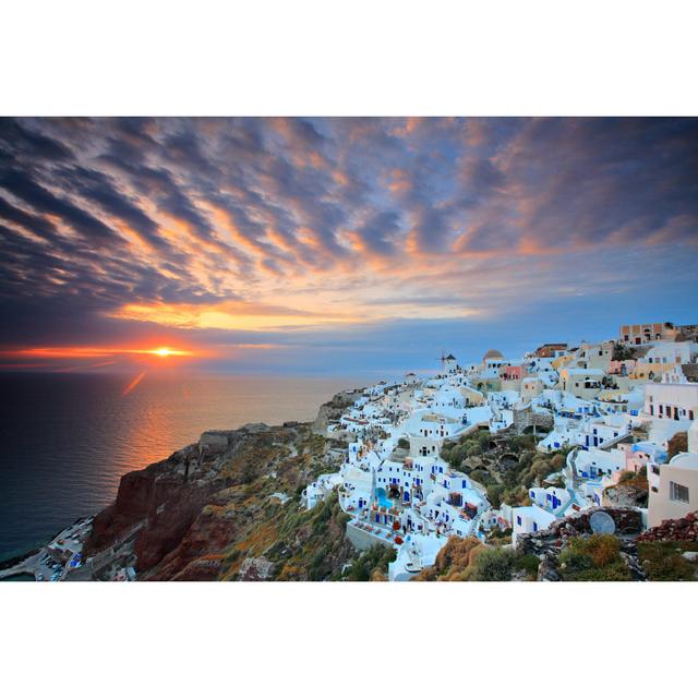 Gerlach Sunset at Oia village - Wrapped Canvas Photograph House of Hampton Size: 30cm H x 46cm W x 3.8cm D on Productcaster.