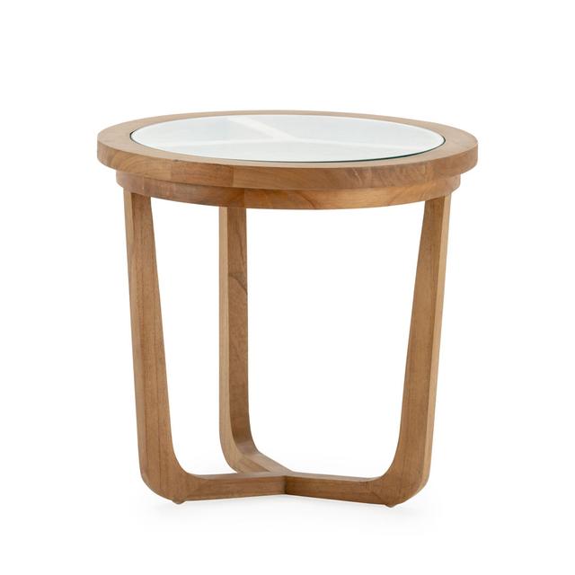 SIDE TABLE 50X50X48 CEDAR WOOD/GLASS -- NATURAL Fleur De Lis Living Colour: Natural on Productcaster.