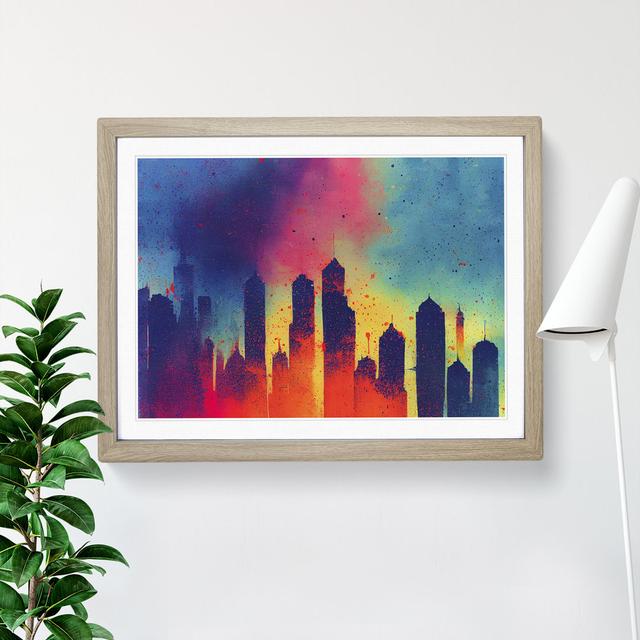 Skyscraper Skyline Splashed Vol.1 Abstract - Single Picture Frame Print Latitude Run Frame Colour: Oak Framed, Size: 46cm H x 64cm W x 2cm D on Productcaster.