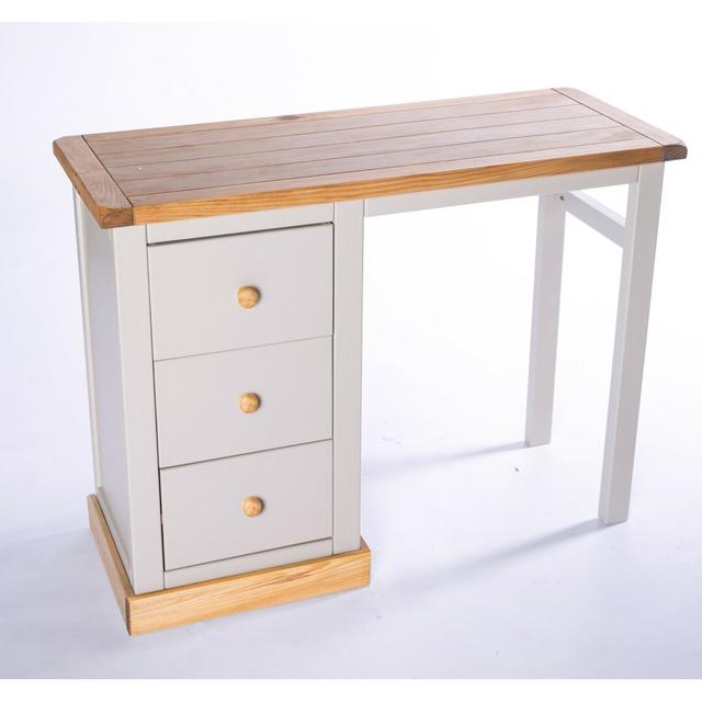 Schreibtisch Englehart Brambly Cottage Grundfarbe: Grau/Braun, Knauffarbe: Holz on Productcaster.