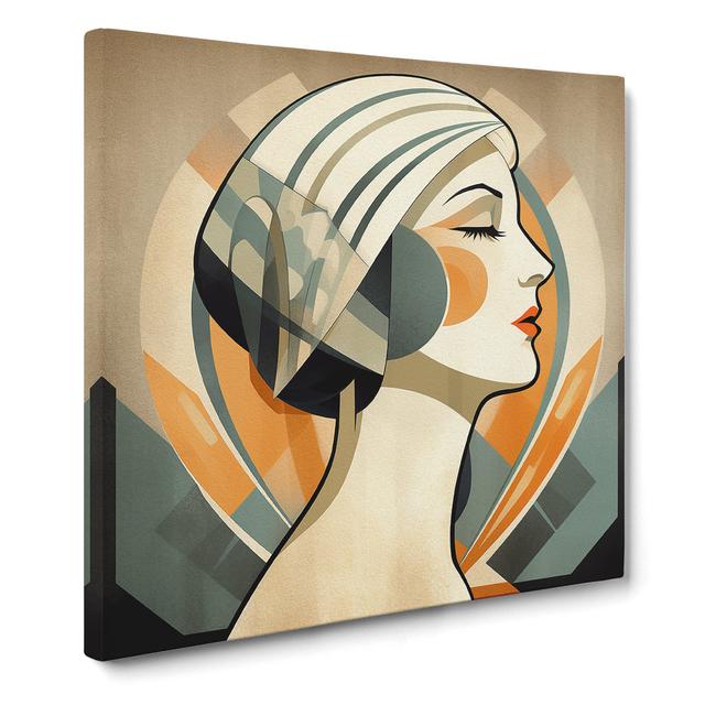 Art Deco Woman Mid-Century No.2 - Art Prints Marlow Home Co. Size: 50cm H x 50cm W x 3cm D on Productcaster.