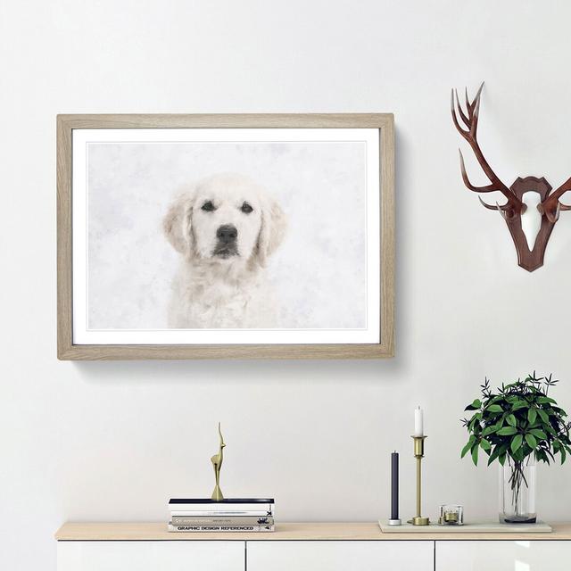 Golden Retriever Puppy - Picture Frame Graphic Art Print East Urban Home Size: 62cm H x 87cm W x 2cm D, Frame Option: Oak Framed on Productcaster.