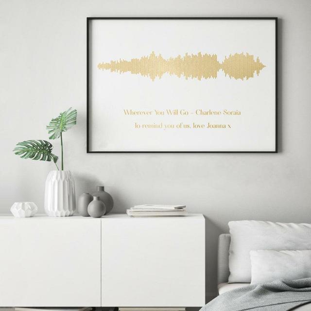 Gold Foil Favourite Song Sound Wave Textual Art East Urban Home Format: Matt Black Frame, Size: 31 cm H x 22 cm W on Productcaster.