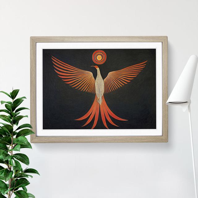 Sparkling Phoenix Bird Abstract - Picture Frame Graphic Art 17 Stories Size: 34cm H x 46cm W x 2cm D, Frame Colour: Oak on Productcaster.