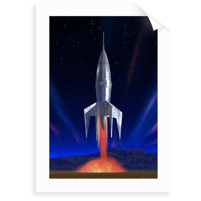 'Rocket Ship Lifting off' Graphic Art George Oliver Size: 70 cm H x 50 cm W x 0.2 cm D, Format: Unframed Paper on Productcaster.