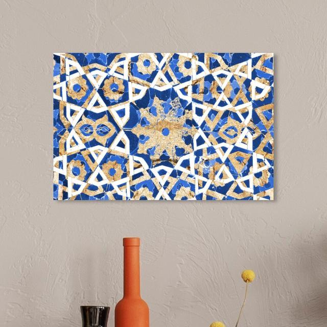 'Hypnotic Greek Blue' Graphic Art on Wrapped Canvas East Urban Home Size: 50.8 cm H x 76.2 cm W on Productcaster.