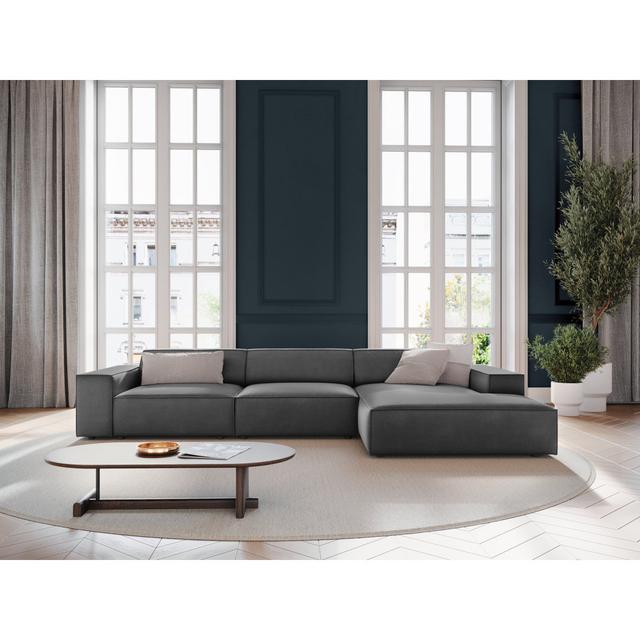 Jodie 3 - Piece Upholstered Corner Sectional Micadoni Home Upholstery Colour: Dark Grey, Orientation: Right Hand Facing on Productcaster.