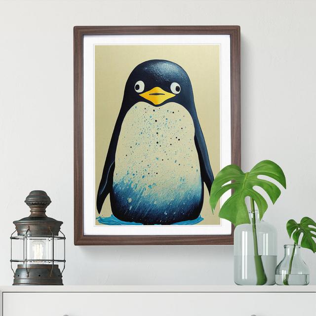 Painted Penguin No.3 - Picture Frame Graphic Art Marlow Home Co. Size: 34cm H x 25cm W x 2cm D, Frame Colour: Brown Framed on Productcaster.