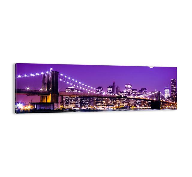 Leinwandbild - Fotografie „The Lights of the Big City in Purple” ModernMoments Größe: 50 cm H x 160 cm x 1,8 cm T on Productcaster.