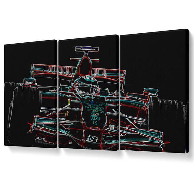 Formula one Track - 3 Piece Wrapped Canvas Graphic Art Ophelia & Co. Size: 142.2cm H x 304.8cm W on Productcaster.