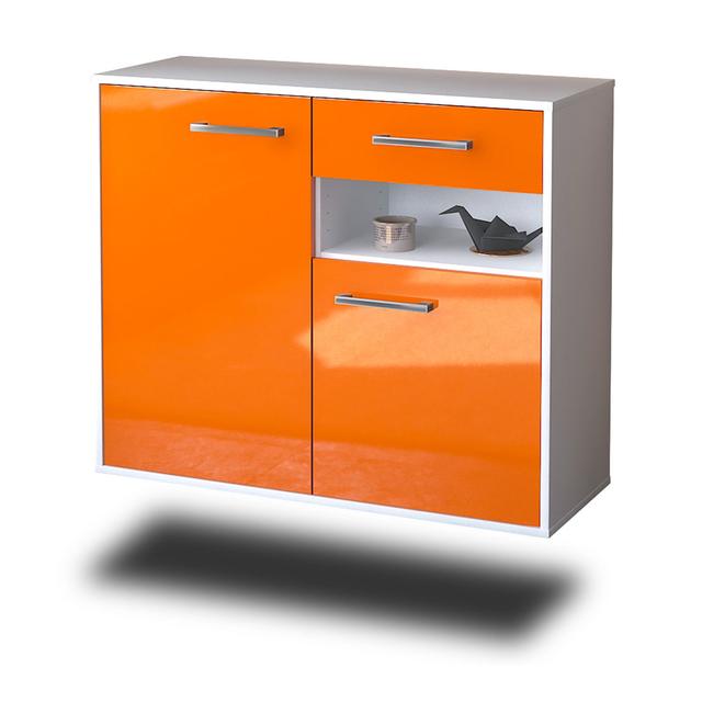 Bahtiyar sideboard, flying/metal handles, size: 92 x 79 x 35cm Brayden Studio Colour: Orange/White on Productcaster.