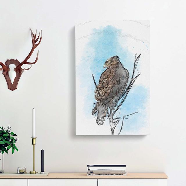 Hawk Perched In A Tree In Abstract - Wrapped Canvas Print East Urban Home Size: 50cm H x 35cm W x 3cm D on Productcaster.