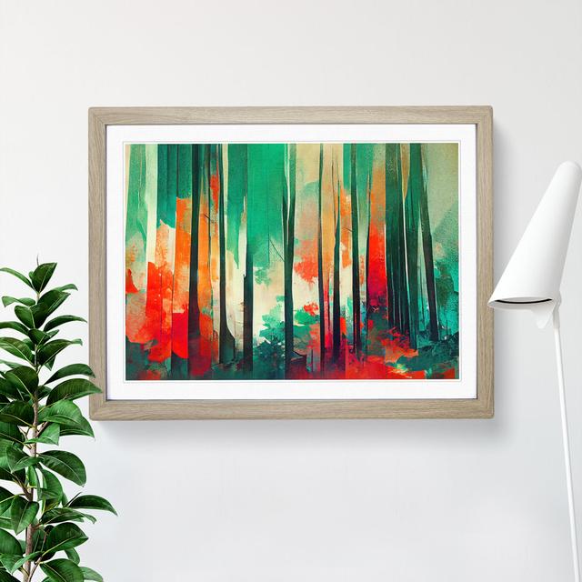 Abstract Forest Arty Vol.1 - Single Picture Frame Painting Metro Lane Frame Colour: Oak, Size: 25cm H x 34cm W x 2cm D on Productcaster.