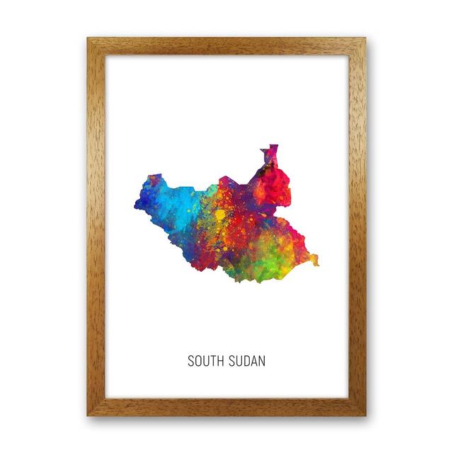 South Sudan Watercolour Map by Michael Tompsett - Graphic Art Latitude Run Size: 34cm H x 25cm W x 3cm D, Format: Brown Framed on Productcaster.