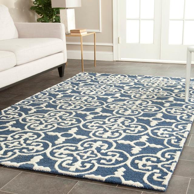 Knott Hand Tufted Wool Navy/Ivory Rug Metro Lane Rug Size: Rectangle 121 x 182cm on Productcaster.