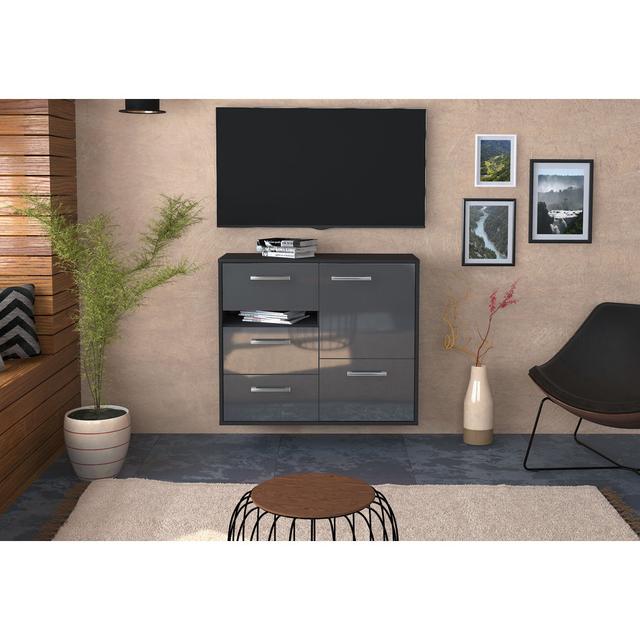 Benco sideboard; Flying/Metal handles; Dimensions: 92cm x 79cm x 35cm Brayden Studio Colour: Grey/Anthracite on Productcaster.