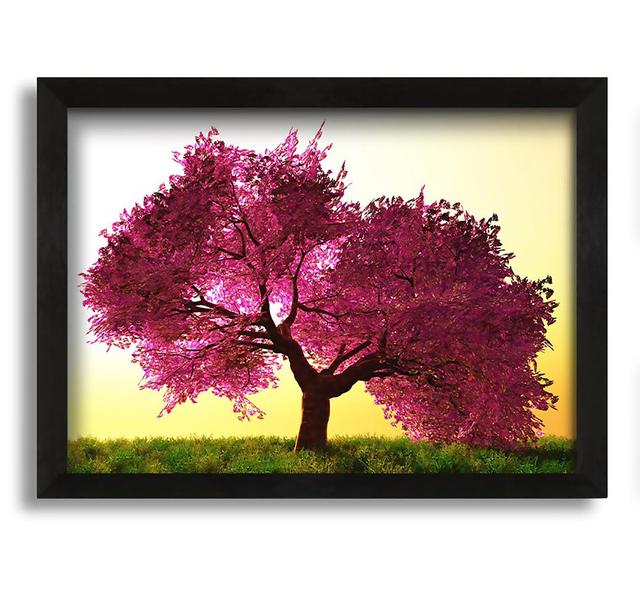 The Pink Tree Blossom Hilltop - Picture Frame Graphic Art on Canvas Ophelia & Co. Size: 60cm H x 84cm W x 10cm D on Productcaster.