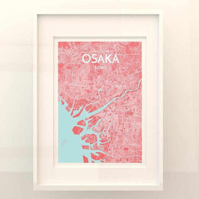 Osaka City Map in Maritime - Unframed Graphic Art Borough Wharf Size: 24cm H x 18cm W x 0.05cm D on Productcaster.