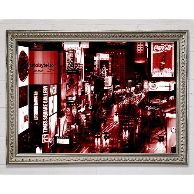 Nyc Times Square Red Glow Framed Print Bright Star Size: 42cm H x 59.7cm W on Productcaster.