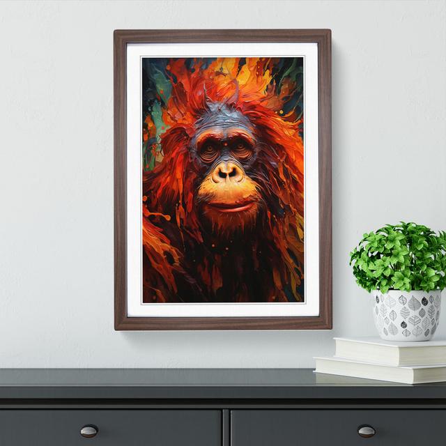 Orangutan Dadaism No.2 - Single Picture Frame Print on Wood Big Box Art Size: 46cm H x 34cm W x 2cm D, Frame Colour: Walnut on Productcaster.