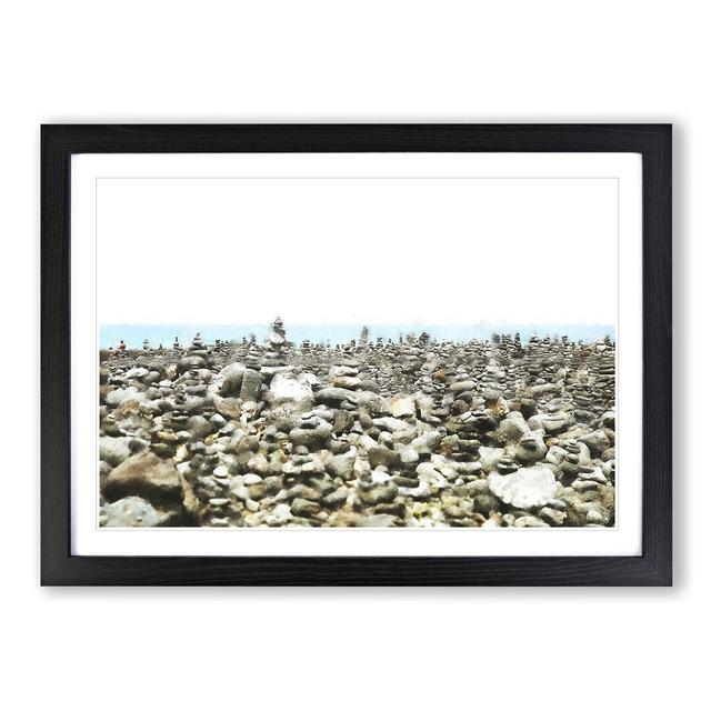 Stacked Stones in Spain - Picture Frame Graphic Art East Urban Home Size: 33cm H x 45cm W x 2cm D, Format: Black Framed on Productcaster.