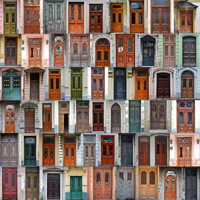 Composition of Old Doors by Maroznc - Wrapped Canvas Photograph Latitude Run Size: 122cm H x 122cm W on Productcaster.