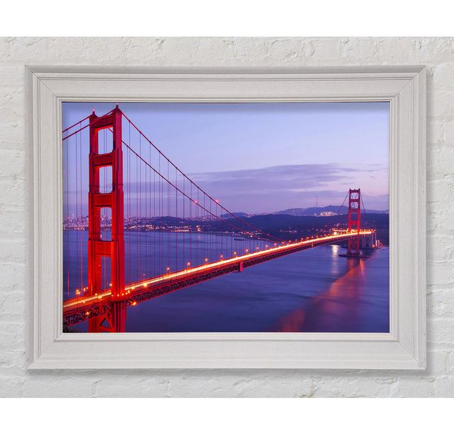 Golden Gate Bridge Twilight Framed Print Ebern Designs Size: 100cm H x 141.4cm W on Productcaster.