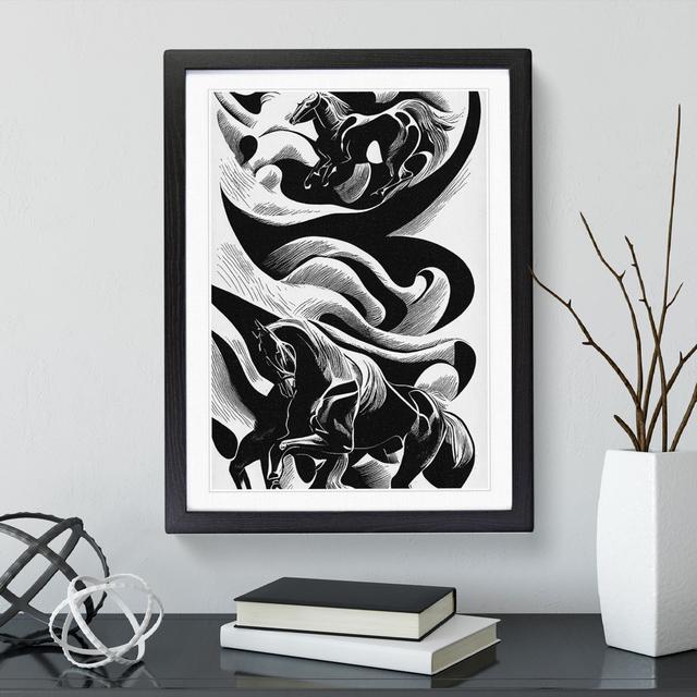 Monochrome Horse No.2 - Picture Frame Painting World Menagerie Size: 46cm H x 34cm W x 2cm D, Frame Colour: Black on Productcaster.