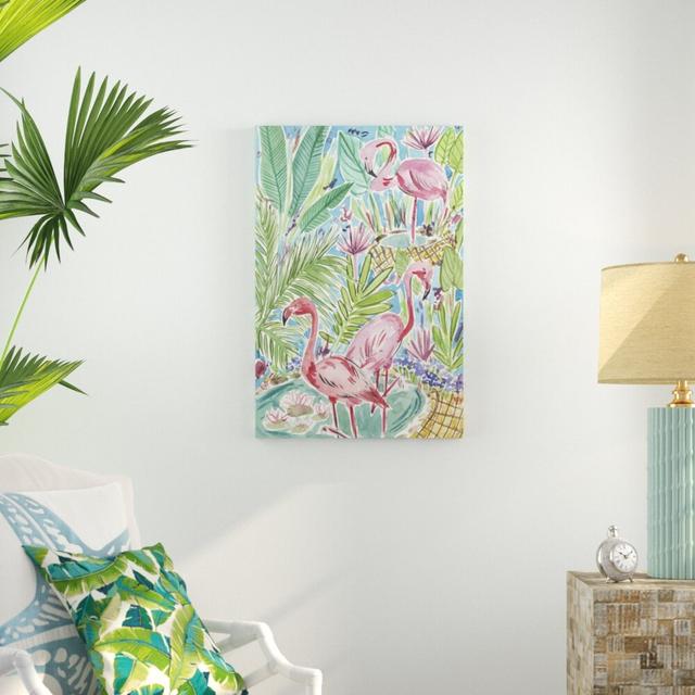 Flamingo Paradise I by Melissa Wang - Wrapped Canvas Painting Print Hashtag Home Size: 91cm H x 61cm W on Productcaster.