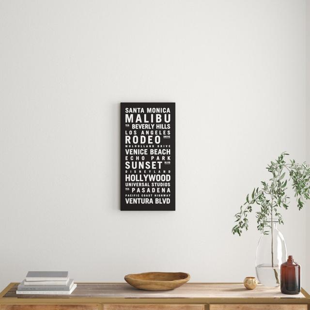 'Los Angeles' by Tram Scrolls Typography on Wrapped Canvas East Urban Home Size: 61cm H x 31cm W x 3.8cm D on Productcaster.