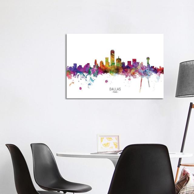 Dallas Texas Skyline by Michael Tompsett - Wrapped Canvas Painting Latitude Run Size: 66.04cm H x 101.6cm W x 1.91cm D on Productcaster.