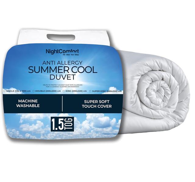 NightComfort Summer Cool 1.5 Tog Anti Allergy Microfibre Duvet NightComfort Size: Single on Productcaster.