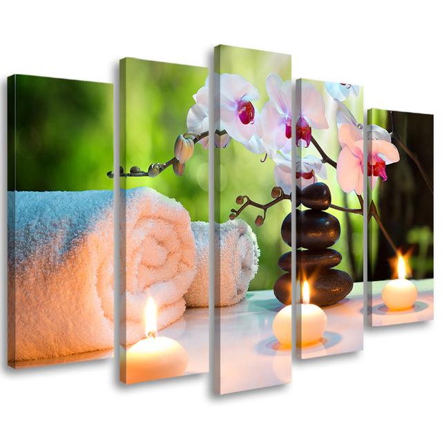 Canvas Print Zen Spa Flowers Candles Bay Isle Home Size: 70cm H x 100cm W on Productcaster.