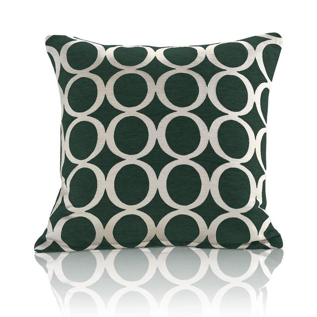 Broward Oh Geometric Cushion with Feather Filling Latitude Run Colour: Green, Size: 45cm H x 45cm W x 15cm D on Productcaster.