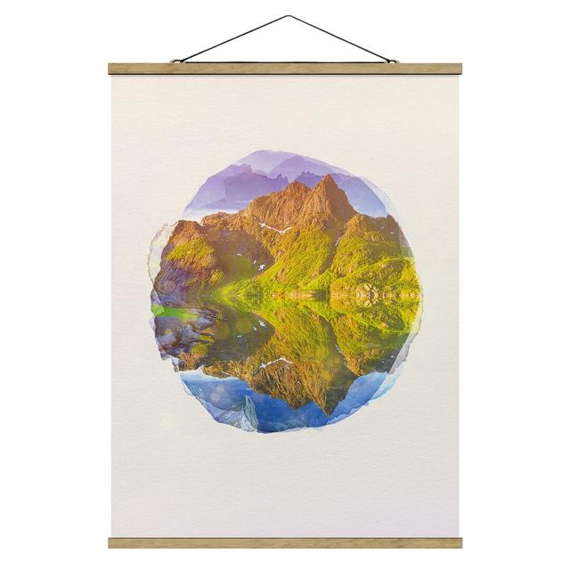 Mountain Landscape with Water Reflection in Norway - Unframed Graphic Art Print on Fabric Union Rustic Size: 66.4cm H x 50cm W x 0.3cm D on Productcaster.