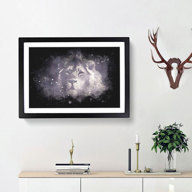 Lion In The Mist Paint Splash - Picture Frame Graphic Art East Urban Home Size: 60cm H x 91cm W x 2cm D, Frame Option: Black Framed on Productcaster.