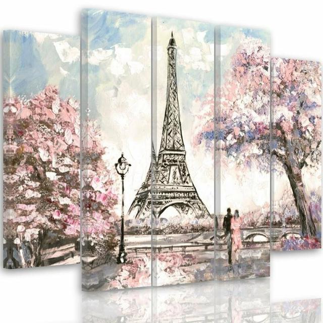 Spring in Paris - 5 Piece Graphic Art Print Set on Canvas Brayden Studio Size: 120cm H x 250cm W on Productcaster.