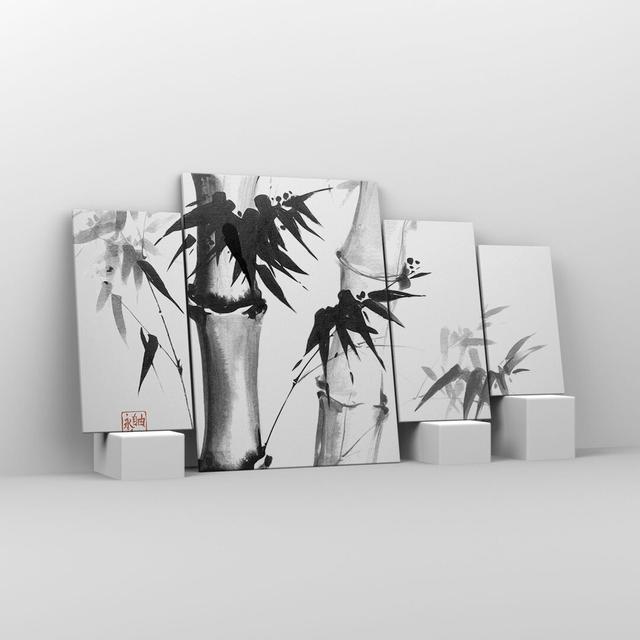 Asian Bamboo - 4 Piece Wrapped Canvas Painting Bay Isle Home Size: 90cm H x 160cm W x 1.8cm D on Productcaster.