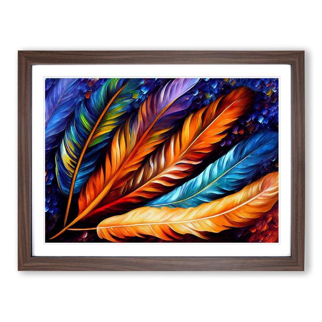 Bird Feather - Picture Frame Painting Latitude Vive Size: 25cm H x 34cm W x 2cm D, Frame Colour: Walnut Framed on Productcaster.