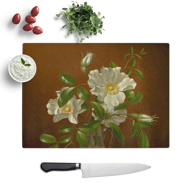 Cherokee Roses in a Vase by Martin Johnson Heade Chopping Board East Urban Home Size: 0.4cm H x 28.5cm W x 39cm L on Productcaster.