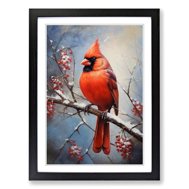 Cardinal Bird Modern - Print The Seasonal Aisle Format: Black Framed, Size: 64cm H x 46cm W x 2cm D on Productcaster.