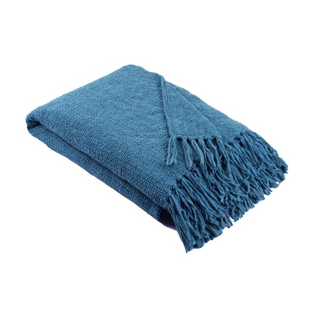 Chenille Throw Throw Blanket AppleTree Colour: Teal on Productcaster.