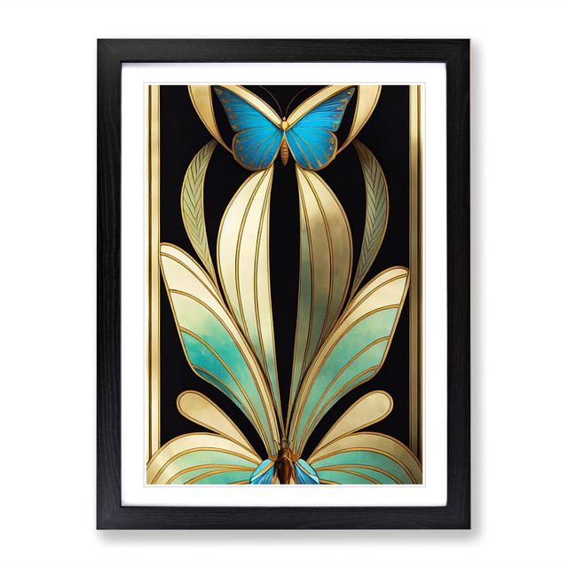 Art Nouveau Butterfly - Picture Frame Graphic Art Brambly Cottage Frame Colour: Black, Size: 64cm H x 46cm W on Productcaster.