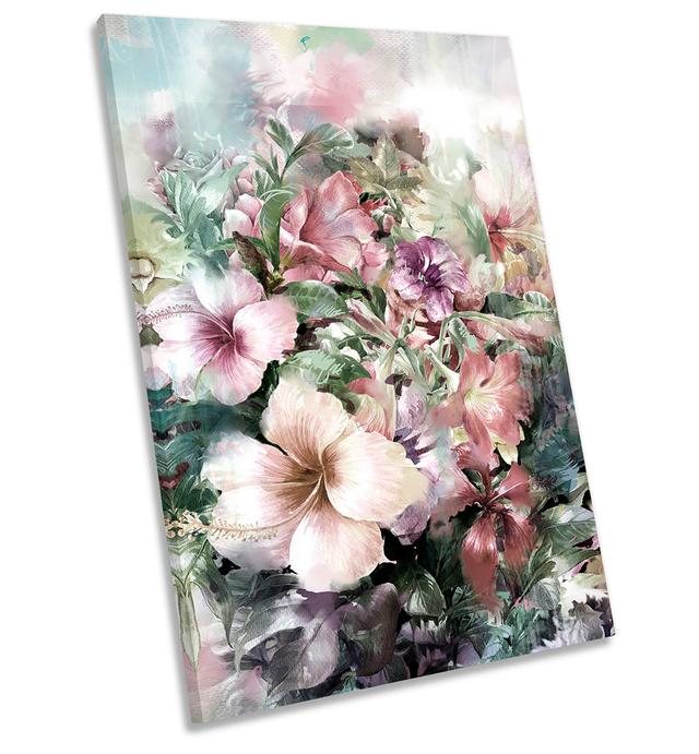 White Floral Flowers Blossom - Wrapped Canvas Painting Bay Isle Home Size: 91.4cm H x 61cm W x 4cm D on Productcaster.