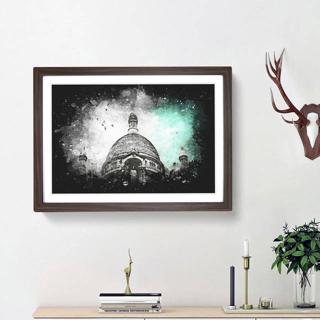 Birds Above Sacre Coeur Paris Paint Splash - Print East Urban Home Frame Option: Walnut Framed, Size: 33cm H x 45cm W x 2cm D on Productcaster.