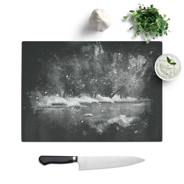 Winter Forest and Lake Chopping Board East Urban Home Size: 28.5cm W x 39cm L on Productcaster.