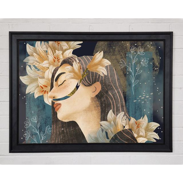 Cream Flowers Woman Framed Print Rosalind Wheeler Size: 29.7cm H x 42cm W x 1.5cm D on Productcaster.