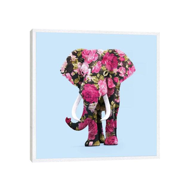 Floral Elephant by Paul Fuentes - Graphic Art Print on Canvas Latitude Run Frame Option: White Framed, Size: 66.04cm H x 66.04cm W x 3.81cm D on Productcaster.