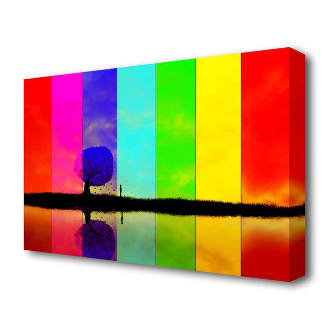 Rainbow Stripes Tree - Wrapped Canvas Graphic Art Print East Urban Home Size: 81.3 cm H x 121.9 cm W on Productcaster.