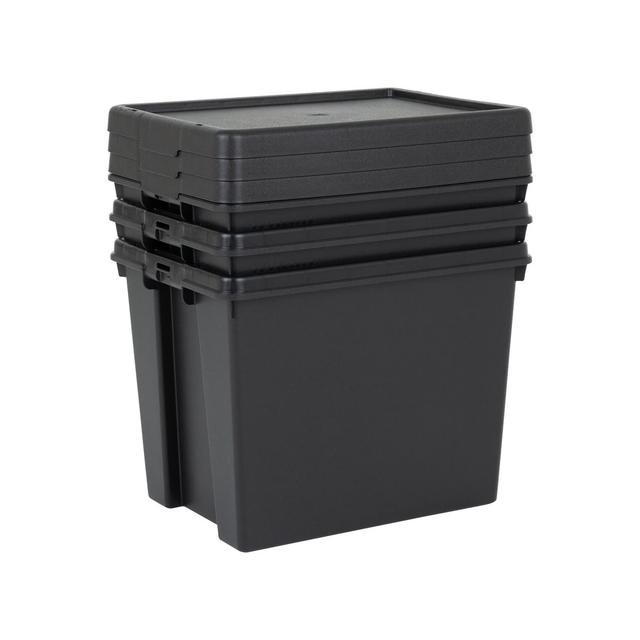 Wham Bam 24L H.Duty Box & Lid Pack of 3 Black Recycled (Set of 3) Wham Capacity: 24 on Productcaster.